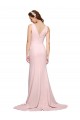 A-Line V-Neck Stretch Crepe Sweep Train Pink Black Tie Prom Dress Canada