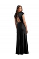 A-Line V-Neck Stretch Satin Long Black Prom Dress Canada