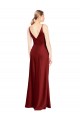 A-Line Spaghetti Straps Stretch Satin Long Burgundy Prom Dress Canada