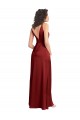 A-Line V-Neck Stretch Satin Long Burgundy Prom Dress Canada
