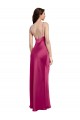 A-Line V-Neck Stretch Satin Long Fuchsia Prom Dress Canada