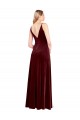 A-Line V-Neck Stretch Velvet Long Burgundy Black Tie Prom Dress Canada