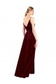 A-Line V-Neck Stretch Velvet Long Burgundy Sleeveless Prom Dress Canada
