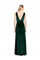 A-Line V-Neck Stretch Velvet Long Dark Green Sleeveless Prom Dress Canada