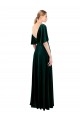 A-Line V-Neck Stretch Velvet Long Dark Green Flutter Sleeves Prom Dress Canada