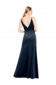 A-Line V-Neck Stretch Velvet Long Dark Navy Sleeveless Prom Dress Canada