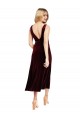 A-Line V-Neck Stretch Velvet Midi Length Burgundy Prom Dress Canada