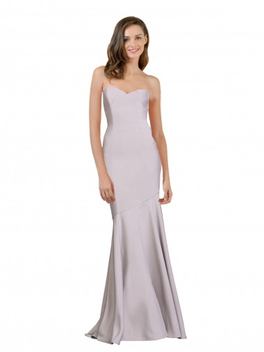 Mermaid Strapless Stretch Crepe Long Arctic Lilac Prom Dress Canada