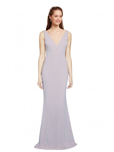 Mermaid V-Neck Stretch Crepe Long Arctic Lilac Prom Dress Canada