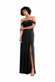 A-Line Strapless Stretch Velvet Long Black Prom Dress Canada