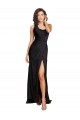 A-Line One Shoulder Silk like Satin Long Black Prom Dress Canada