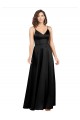 A-Line V-Neck Silk like Satin Long Black Sleeveless Prom Dress Canada
