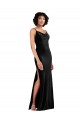 Column Cowl Neck Stretch Velvet Long Black Black Tie Prom Dress Canada