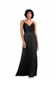 Column V-Neck Silk like Satin Long Black Prom Dress Canada