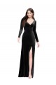 Column V-Neck Stretch Velvet Long Black Prom Dress Canada