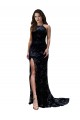 Mermaid High Neck Lace Long Black Black Tie Prom Dress Canada