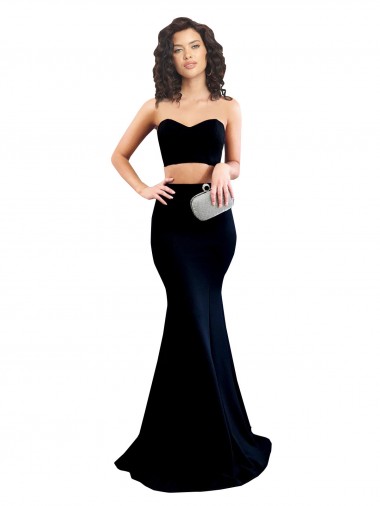 Mermaid High Neck Stretch Crepe Long Black Prom Dress Canada