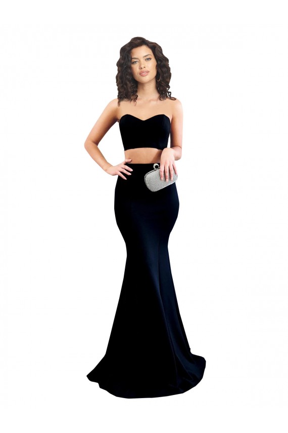 Mermaid High Neck Stretch Crepe Long Black Prom Dress Canada