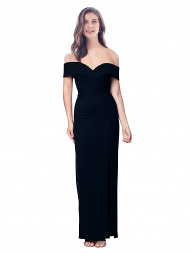 Mermaid Off the Shoulder Stretch Crepe Long Black Prom Dress Canada
