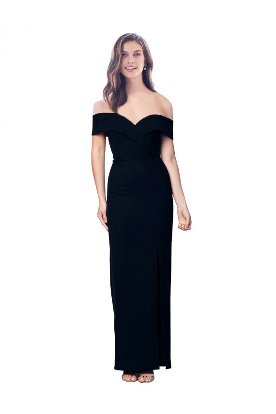 Mermaid Off the Shoulder Stretch Crepe Long Black Prom Dress Canada