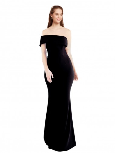 Mermaid One Shoulder Stretch Crepe Long Black Prom Dress Canada