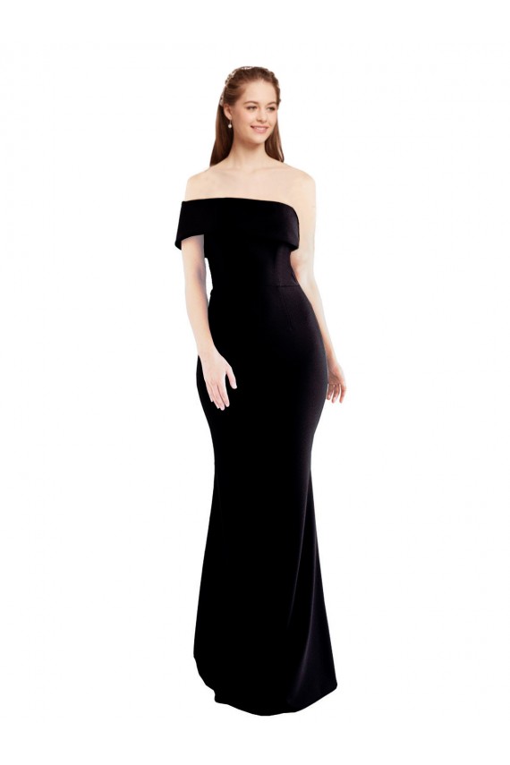 Mermaid One Shoulder Stretch Crepe Long Black Prom Dress Canada