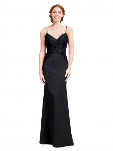 Mermaid V-Neck Stretch Crepe Long Black Prom Dress Canada
