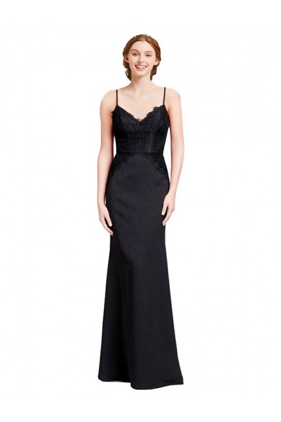 Mermaid V-Neck Stretch Crepe Long Black Prom Dress Canada