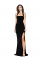 Sheath High Neck Stretch Velvet Long Black Prom Dress Canada