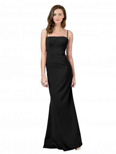 Sheath Square Neck Stretch Crepe Long Black Prom Dress Canada