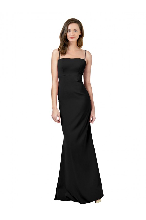 Sheath Square Neck Stretch Crepe Long Black Prom Dress Canada