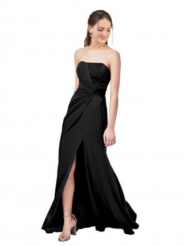 Sheath Strapless Stretch Crepe Long Black Prom Dress Canada