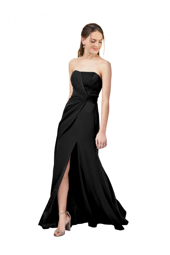 Sheath Strapless Stretch Crepe Long Black Prom Dress Canada