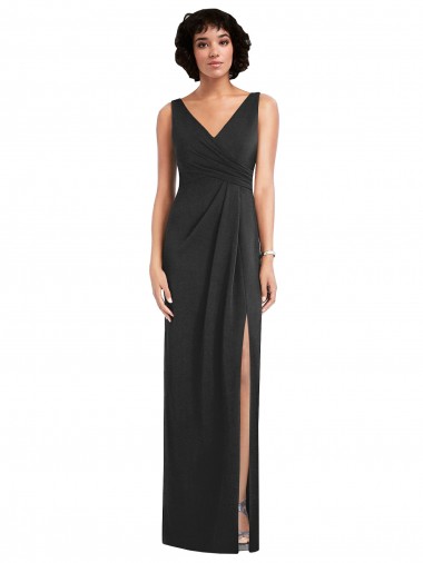 Sheath V-Neck Spandex Long Black Prom Dress Canada