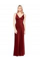 A-Line Spaghetti Straps Stretch Satin Long Burgundy Prom Dress Canada