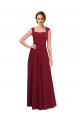 A-Line Square Neck Stretch Crepe Long Burgundy Prom Dress Canada