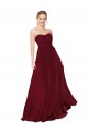 A-Line Strapless Soft Chiffon Long Burgundy Prom Dress Canada