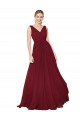 A-Line V-Neck Soft Chiffon Long Burgundy Prom Dress Canada