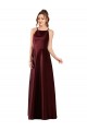 A-Line Halter Neck Satin Long Burgundy Gold Prom Dress Canada