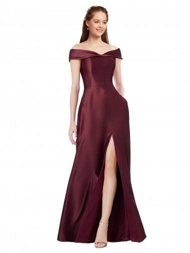 A-Line Strapless Satin Long Burgundy Gold Black Tie Prom Dress Canada