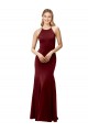 Mermaid High Neck Stretch Crepe Long Burgundy Gold Prom Dress Canada
