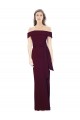 Mermaid Off the Shoulder Stretch Crepe Long Burgundy Gold Prom Dress Canada