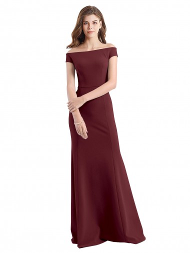 Sheath High Neck Stretch Crepe Long Burgundy Gold Prom Dress Canada