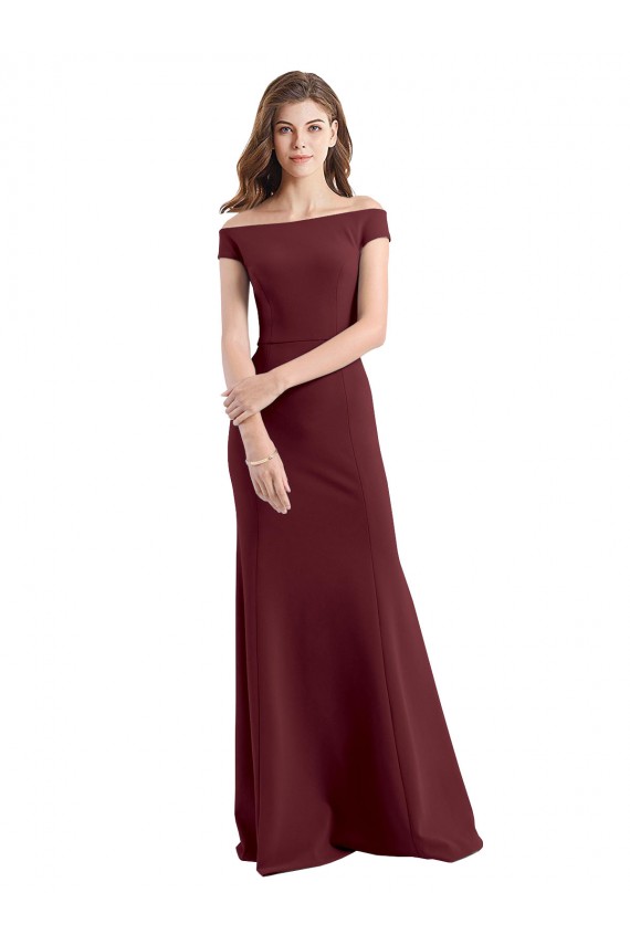 Sheath High Neck Stretch Crepe Long Burgundy Gold Prom Dress Canada