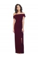 Sheath Square Neck Stretch Crepe Long Burgundy Gold Prom Dress Canada