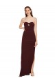 Sheath Strapless Stretch Crepe Long Burgundy Gold Prom Dress Canada