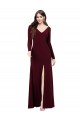 Sheath V-Neck Spandex Long Burgundy Gold Prom Dress Canada