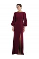 Trumpet Bateau Neck Stretch Crepe Long Burgundy Gold Long Sleeves Prom Dress Canada