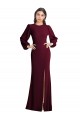 Trumpet Bateau Neck Stretch Crepe Long Burgundy Gold Prom Dress Canada