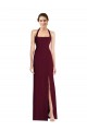 Trumpet Halter Neck Stretch Crepe Long Burgundy Gold Prom Dress Canada